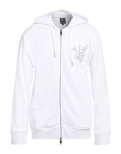 ARMANI EXCHANGE Hooded track jacket  White 100% Cotton, Elastane