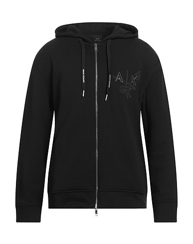 ARMANI EXCHANGE Hooded sweatshirt Black 100% Cotton, Elastane