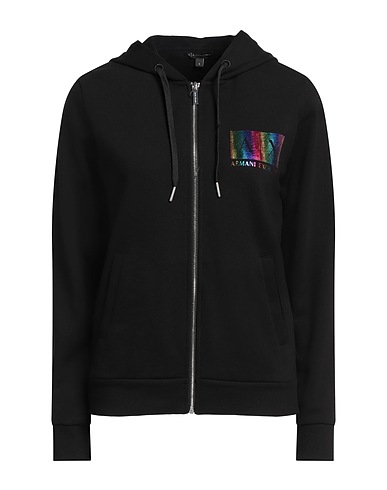 ARMANI EXCHANGE Hooded track jacket  Black 88% Cotton, 12% Polyester, Elastane