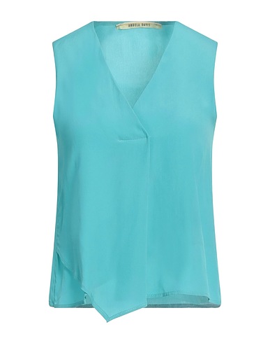 ANGELA DAVIS Top Turquoise 65% Acetate, 35% Silk