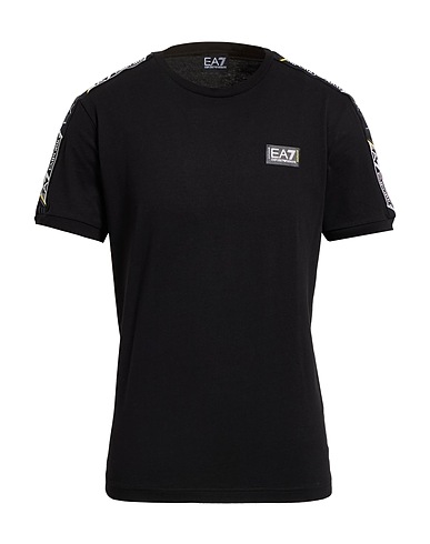 EA7 T-shirt Black 100% Cotton, Polyamide, Polyester, Elastane