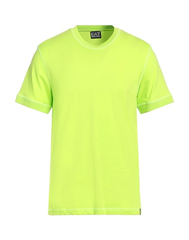 EA7 T-shirt Lime green 100% Cotton, Elastane