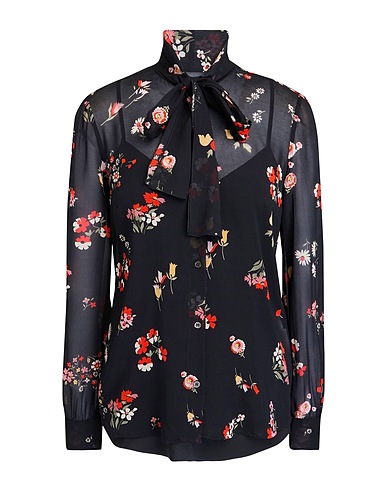 REDValentino Floral shirts & blouses Black 91% Silk, 9% Elastane