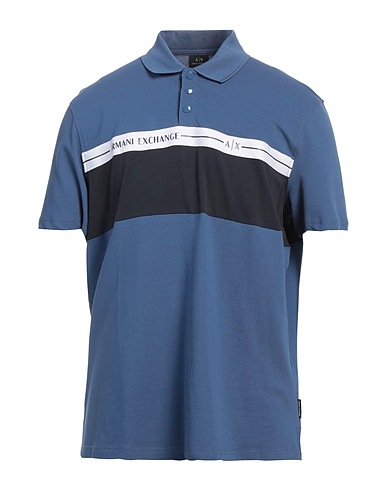 ARMANI EXCHANGE Polo shirt Slate blue 95% Cotton, 5% Elastane