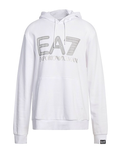 EA7 Hooded track jacket  White 100% Cotton, Elastane