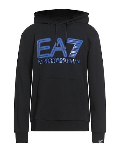 EA7 Hooded track jacket  Black 100% Cotton, Elastane