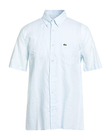 LACOSTE Linen shirt Sky blue 100% Linen