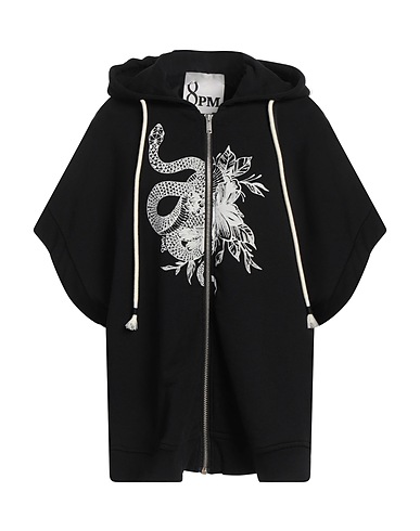 8PM Hooded sweatshirt Black 100% Cotton, Elastane