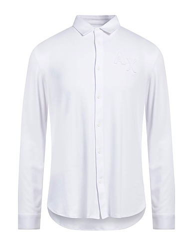 ARMANI EXCHANGE Solid color shirt White 60% Cotton, 40% Modal
