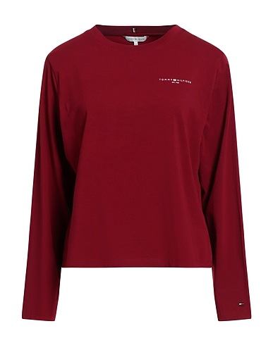 TOMMY HILFIGER Basic T-Shirt Brick red 95% Cotton, 5% Elastane