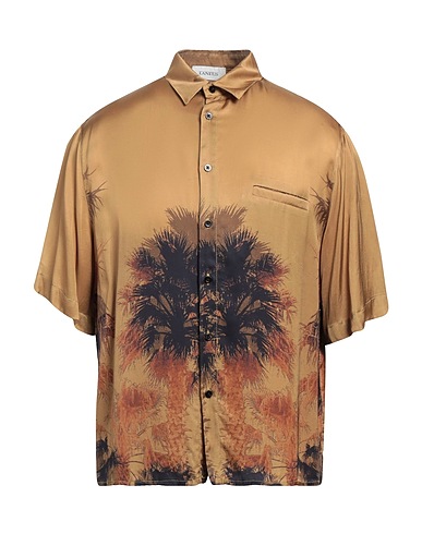 LANEUS Patterned shirt Khaki 100% Viscose