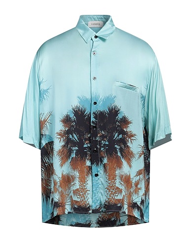 LANEUS Camicia fantasia Celeste 100% Viscosa