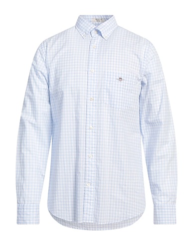 GANT Checked shirt Light blue 100% Cotton