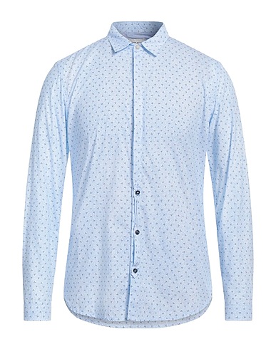 BERNA Patterned shirt Sky blue 100% Cotton