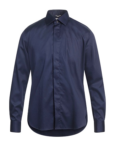 DEL SIENA Solid colour shirt Navy blue 100% Cotton