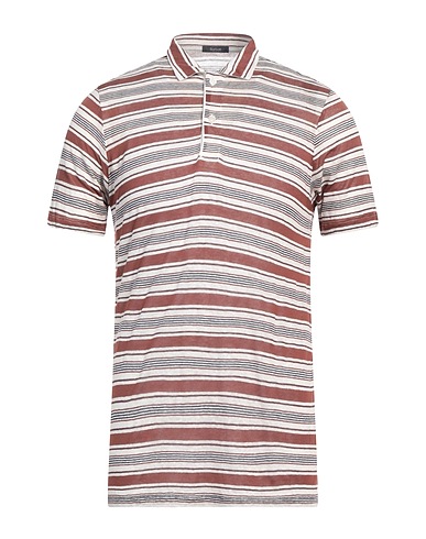 BARBATI Polo shirt Brown 50% Linen, 50% Viscose