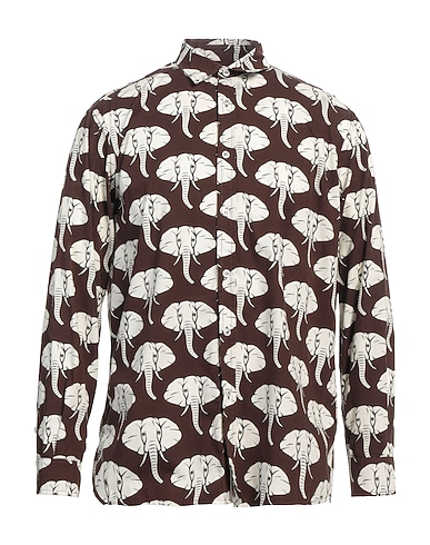 WAXMAN BROTHERS Patterned shirt Dark brown 100% Viscose