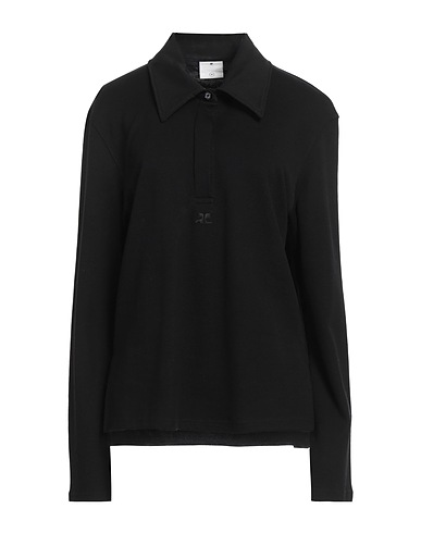 COURRÈGES Poloshirt Schwarz 100% Baumwolle