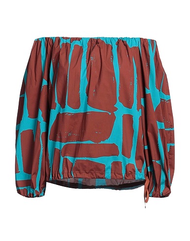 LIVIANA CONTI Off-the-shoulder top Brown 68% Cotton, 28% Polyamide, 4% Elastane