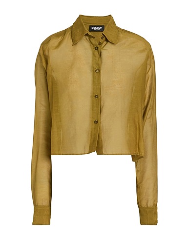 DONDUP Solid colour shirts & blouses Khaki 73% Cotton, 27% Silk