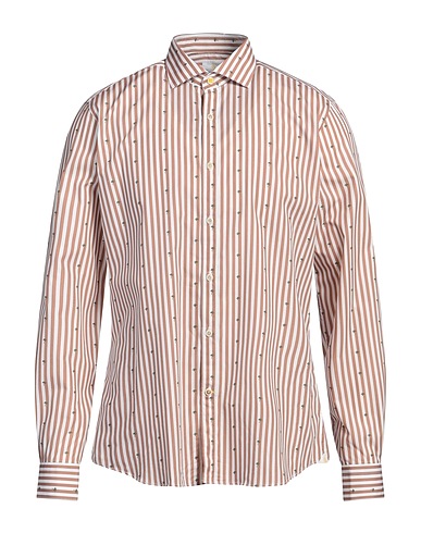 EDIZIONI LIMONAIA Striped shirt Brown 97% Cotton, 3% Elastane