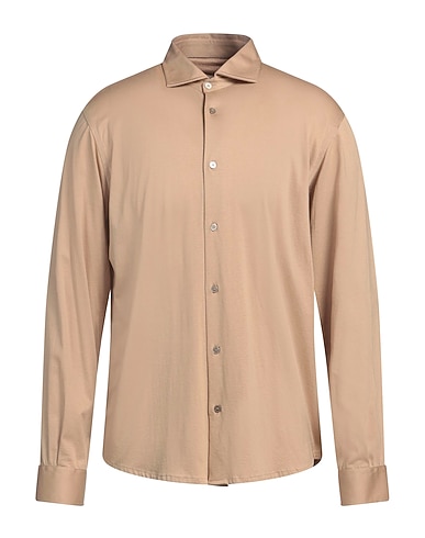 BARBATI Solid colour shirt Sand 50% Cotton, 50% Modal