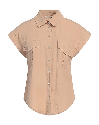 HAVEONE Solid color shirts & blouses Beige 100% Cotton