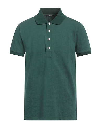 BALMAIN Polo shirt Green 96% Cotton, 4% Elastane