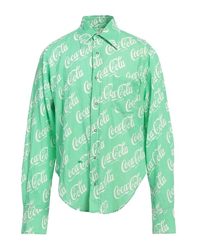 COCA-COLA Camicia fantasia Verde 50% Cotone, 50% Lino