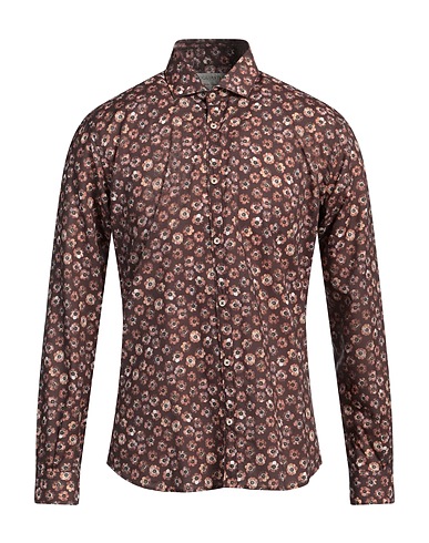 POGGIANTI Patterned shirt Chocolate brown 52% Lyocell, 48% Cotton