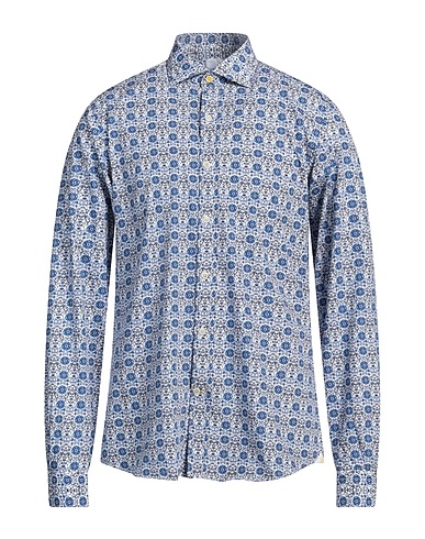 EDIZIONI LIMONAIA Patterned shirt Navy 97% Cotton, 3% Elastane
