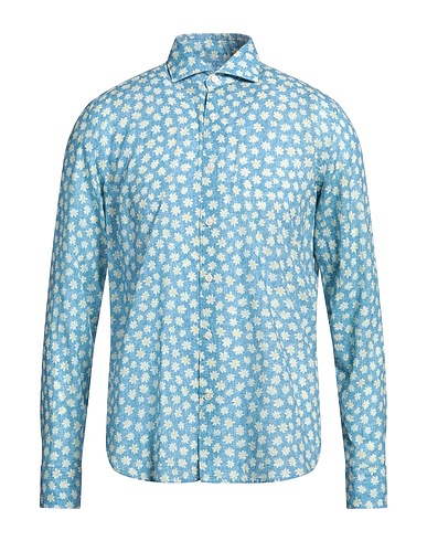 GHIRARDELLI Patterned shirt WASHED Azure 100% Cotton