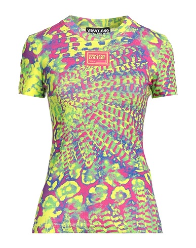 VERSACE JEANS COUTURE T-shirt Lime green 92% Cotton, 8% Elastane