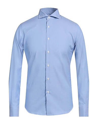 ALESSANDRO GHERARDI Einfarbiges Hemd SOFT Himmelblau 100% Baumwolle