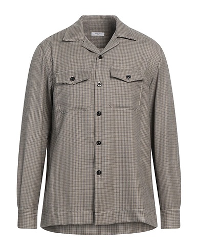 BOGLIOLI Patterned shirt Grey 85% Virgin Wool, 15% Silk