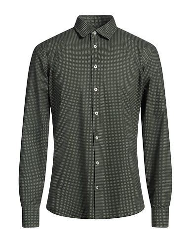 BASTONCINO Patterned shirt Military green 100% Cotton