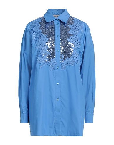 ERMANNO FIRENZE レースシャツ&ブラウス BLU CHIARO コットン 100%