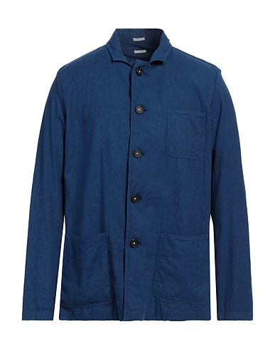 MASSIMO ALBA Striped shirt Blue 55% Cotton, 44% Linen, 1% Elastane