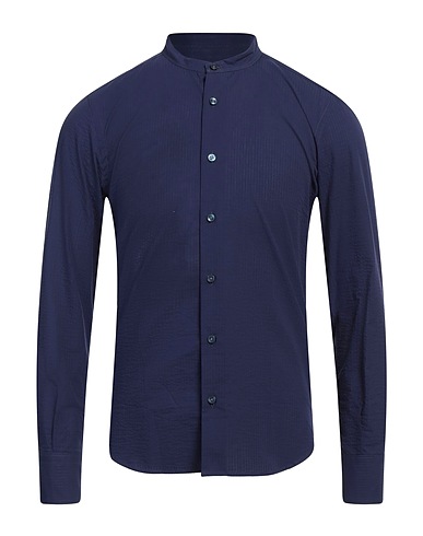 I SARTI Solid colour shirt Navy blue 100% Cotton