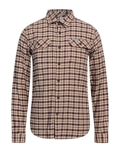 COLUMBIA Checked shirt Sand 98% Cotton, 2% Elastane