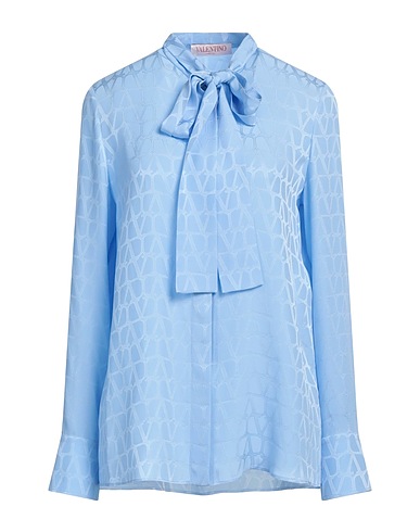 VALENTINO GARAVANI Patterned shirts & blouses Light blue 100% Silk