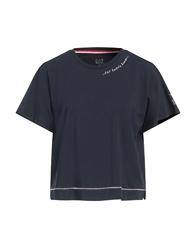 EA7 T-shirt Navy blue 54% Cotton, 42% Modal, 4% Elastane