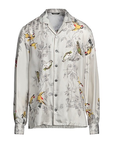 DOLCE&GABBANA Patterned shirt Light grey 100% Silk