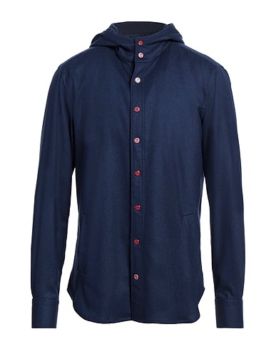 KITON Patterned shirt Navy 97% Cashmere, 2% Polyamide, 1% Elastane