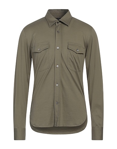TOM FORD Solid colour shirt Military green 60% Silk, 40% Cotton