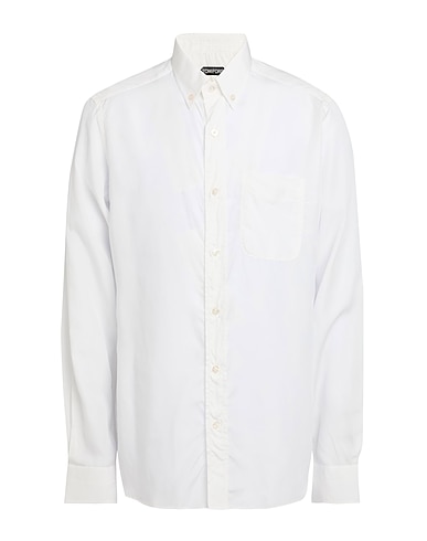 TOM FORD Einfarbiges Hemd BIANCO 100% Lyocell