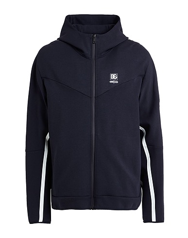 DOLCE&GABBANA Hooded track jacket  Midnight blue 71% Cotton, 29% Polyester