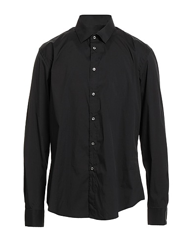 BRIAN DALES Solid colour shirt Black 80% Cotton, 15% Polyamide, 5% Elastane