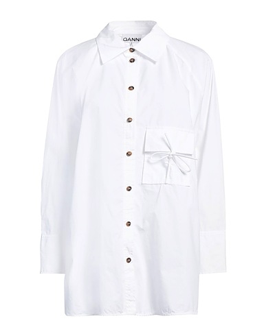 GANNI Solid color shirts & blouses White 100% Organic cotton
