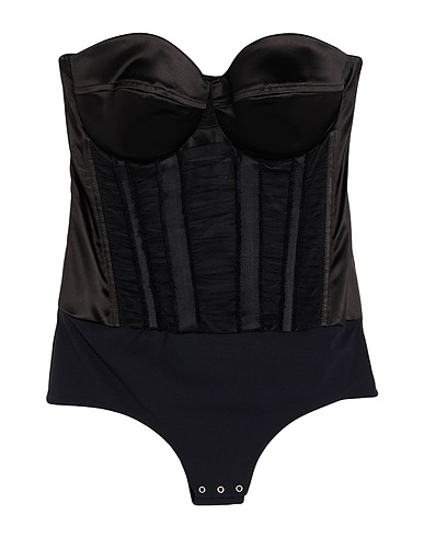 ELISABETTA FRANCHI TOPWEAR Black 49% Acetate, 44% Polyamide, 7% Elastane